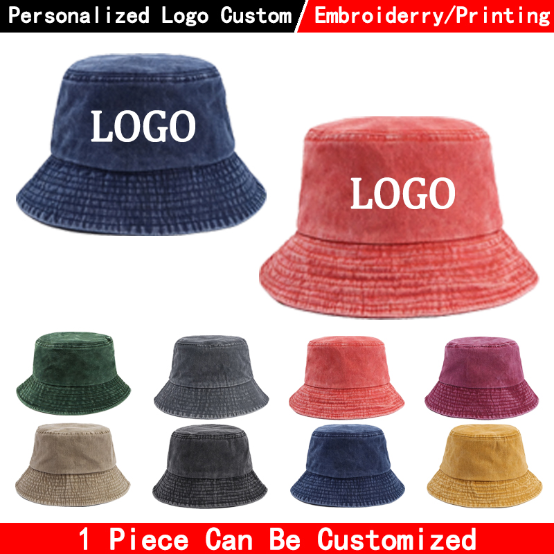 Mens Fashion Bucket Hat - Custom logo Denim Bucket Hat Fashion