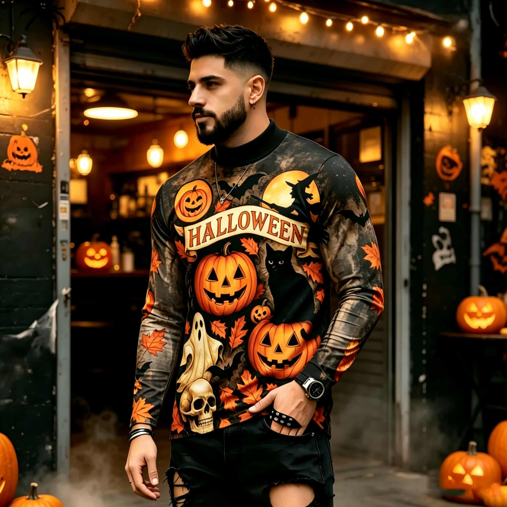 Mens Fashion Style - Casual Fashion Street Style Halloween Printed