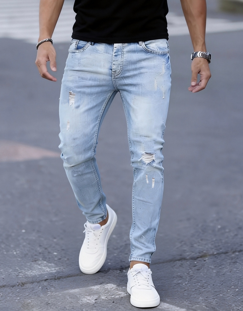 Men'S Slim Fit Stretch Ripped  - Men'S Fashion Young Professional ulasan dan harga