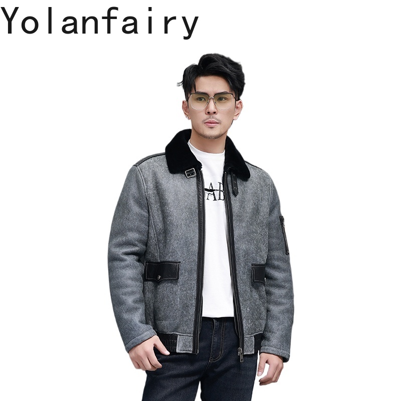 YOLANFAIRY Short Natural Fur C - Men'S Fashion Leather Jacket ulasan dan harga