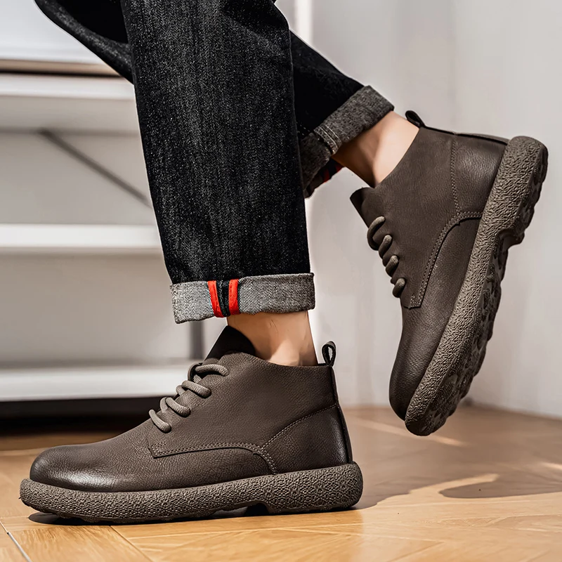 Men Ankle Boots Brown Short Bo - Men'S Fashion For 30 Year Olds ulasan dan harga