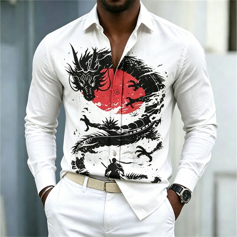2026 New Men's Shirt White Bla - Mens Fashion Style ulasan dan harga