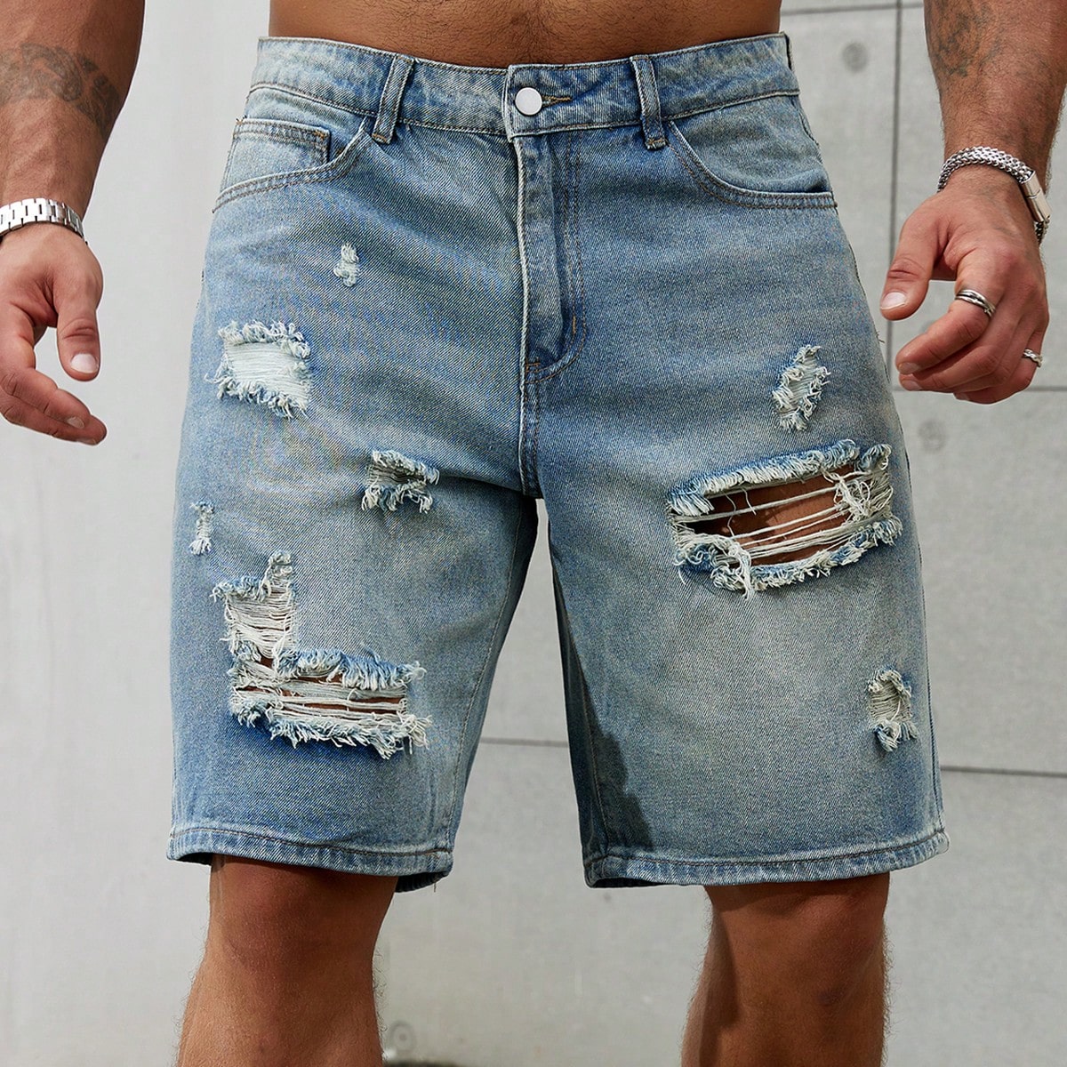 New Fashion Mens Ripped Short  - Men'S Fashion Jeans ulasan dan harga