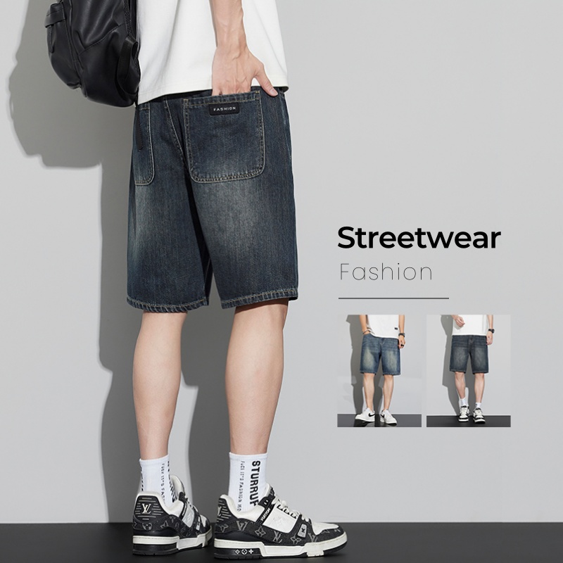 Men's Vintage Denim Shorts Sum - Men'S Fashion Jeans ulasan dan harga