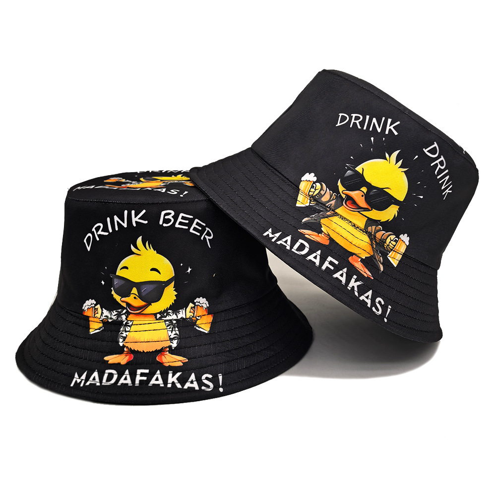 Funny Duck Print Panama Summer - Mens Fashion Bucket Hat ulasan dan harga