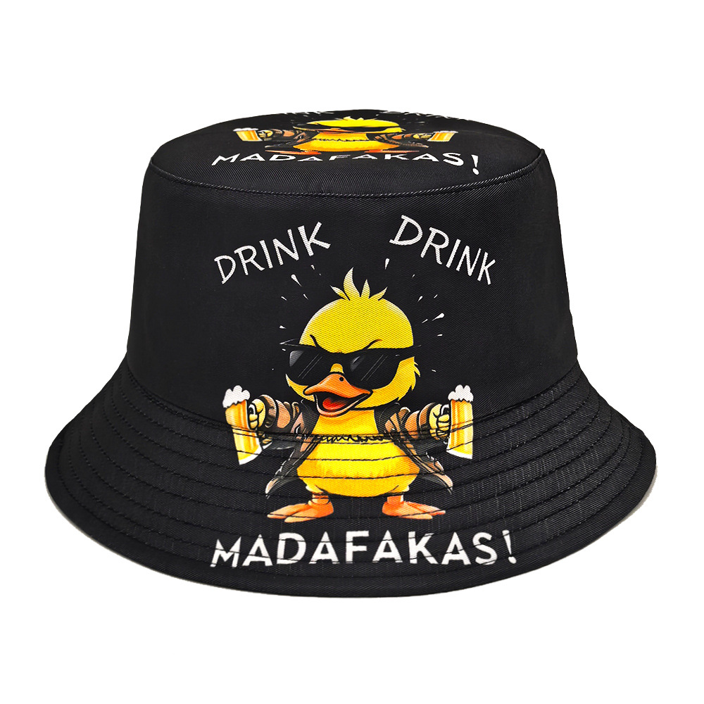 Funny Duck Print Panama Summer - Mens Fashion Bucket Hat ulasan dan harga