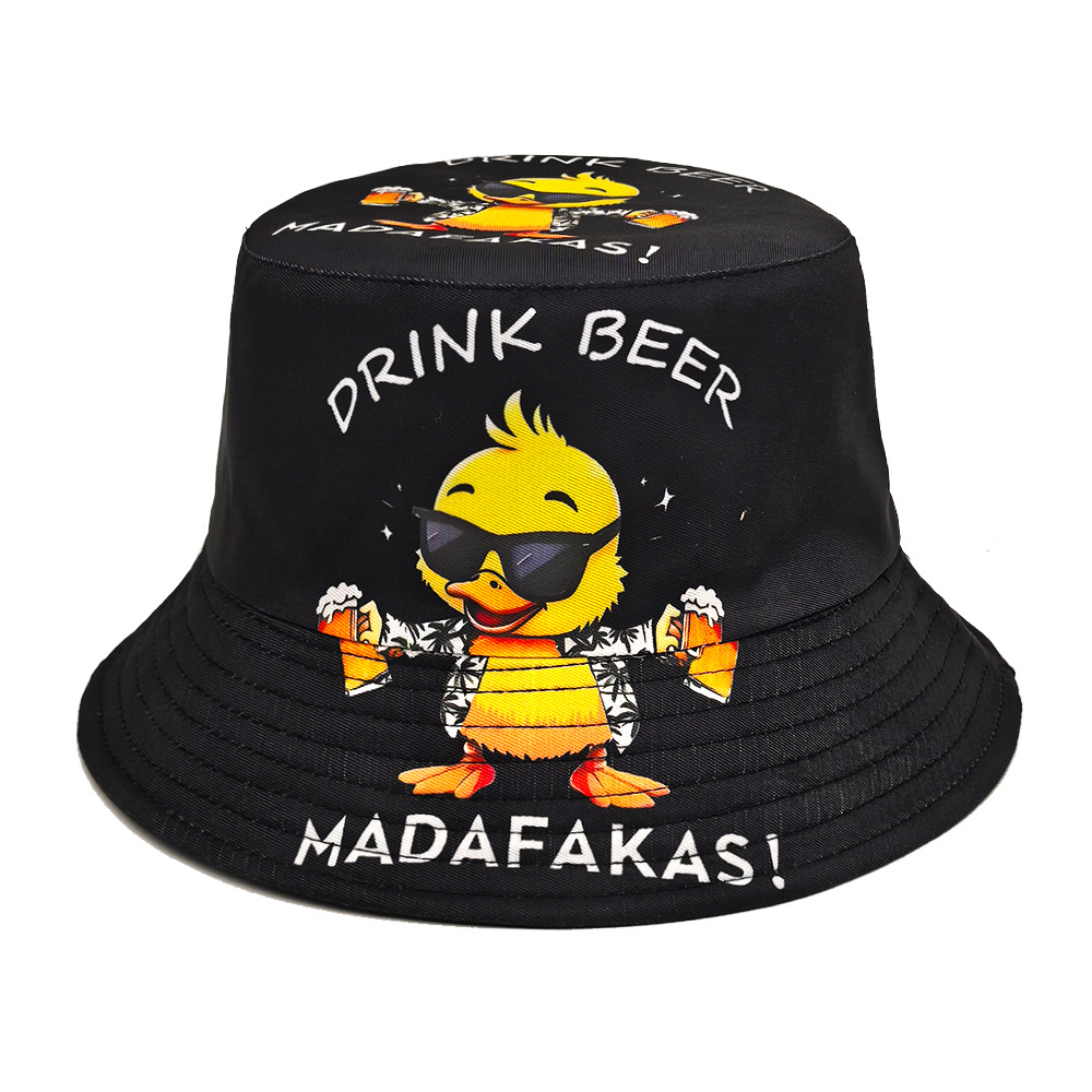 Funny Duck Print Panama Summer - Mens Fashion Bucket Hat ulasan dan harga