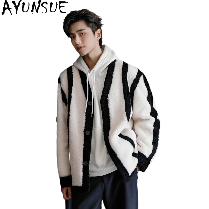 AYUNSUE New Fashion Real Fur C - Men'S Fashion Leather Jacket ulasan dan harga
