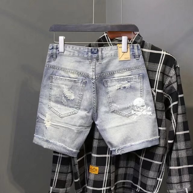 Summer Men's Worn Bead Hole Be - Men'S Fashion Jeans ulasan dan harga